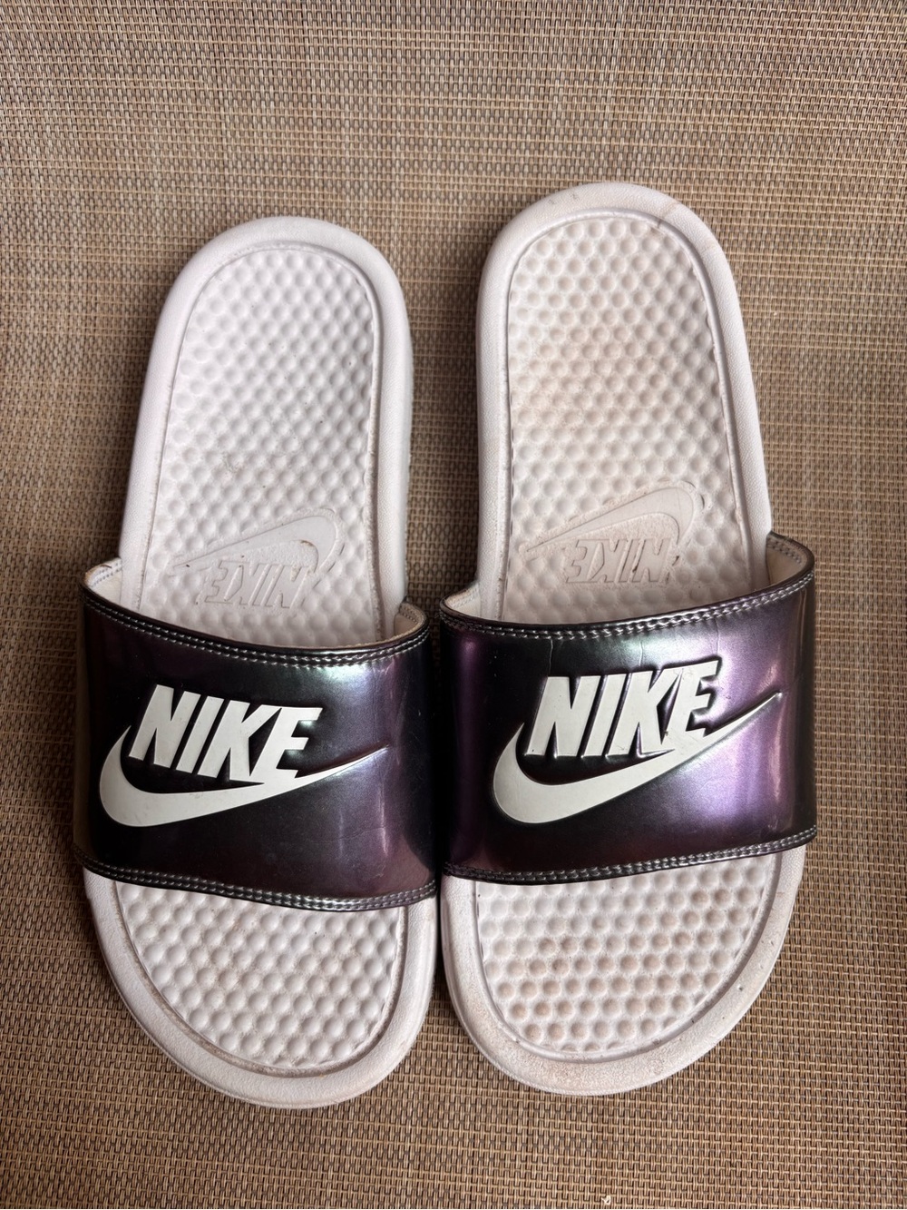 Nike Iridescent Purple Slide Sandals - White Footbed